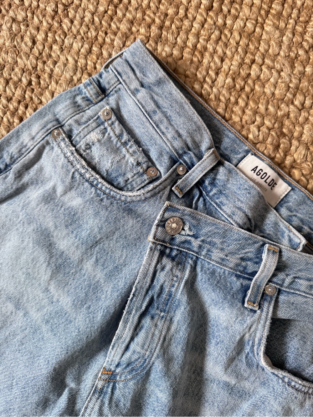 Agolde Criss Cross Light Blue High-Rise Denim Jeans